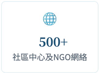 500+社區中心及NGO網絡 500+社區中心及NGO網絡